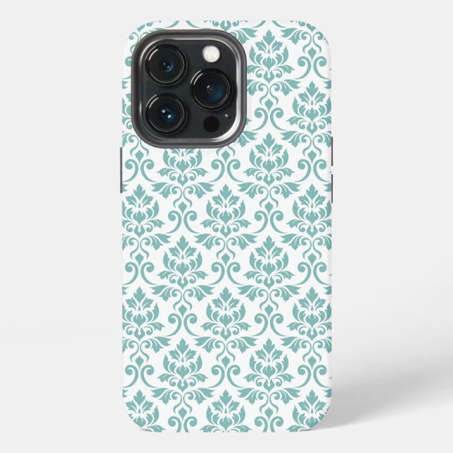 Coque iPhone Feuille de Damas motif sarcelle (Dos)
