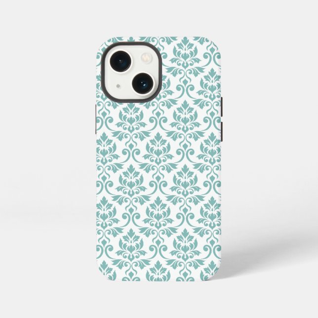Coque iPhone Feuille de Damas motif sarcelle (Verso)