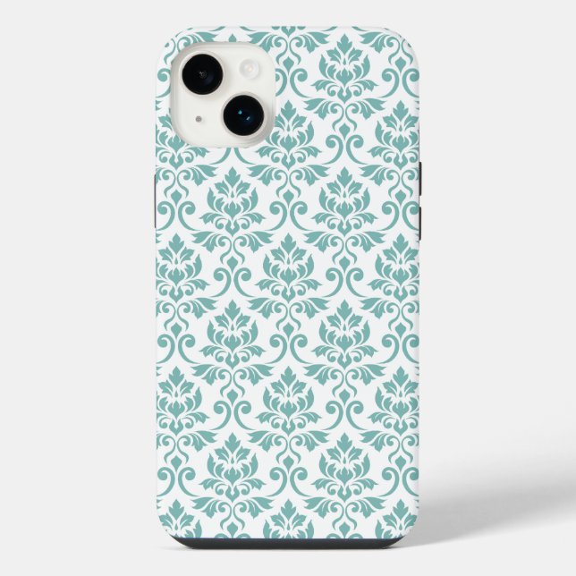 Coque iPhone Feuille de Damas motif sarcelle (Verso)