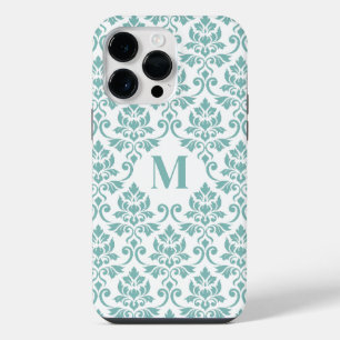 Coque Pour Pour iPhone 14 Pro Max Feuille de Damas Motif sarcelle (sur mesure)