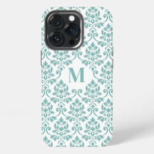 Etui iPhone 13 Pro Feuille de Damas Motif Sarcelle (Sur mesure)