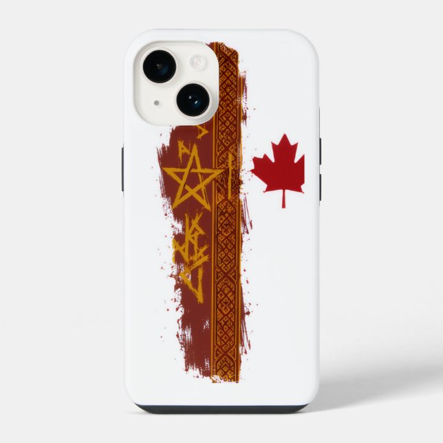 Coque iPhone Feuille de Érable Rouge Rustique Stripe Grunge Éto (Verso)