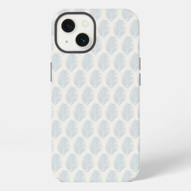 Coque iPhone Feuille de palmier bleu clair et crème (Verso)