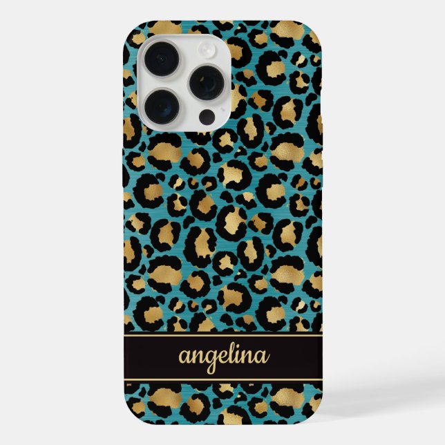 Coque iPhone Feuille d'Or sur Monogramme Imprimé Léopard Sarcel (Verso)
