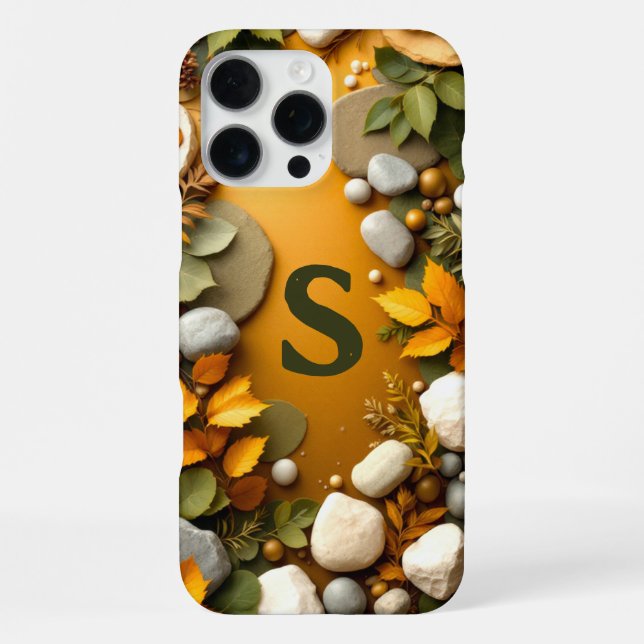 Coque iPhone Feuille et pierre rustique (Verso)