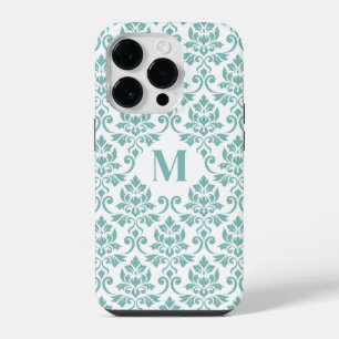 Coque Pour iPhone 14 Plus Feuille Motif Damask Sarcelle (Sur mesure)
