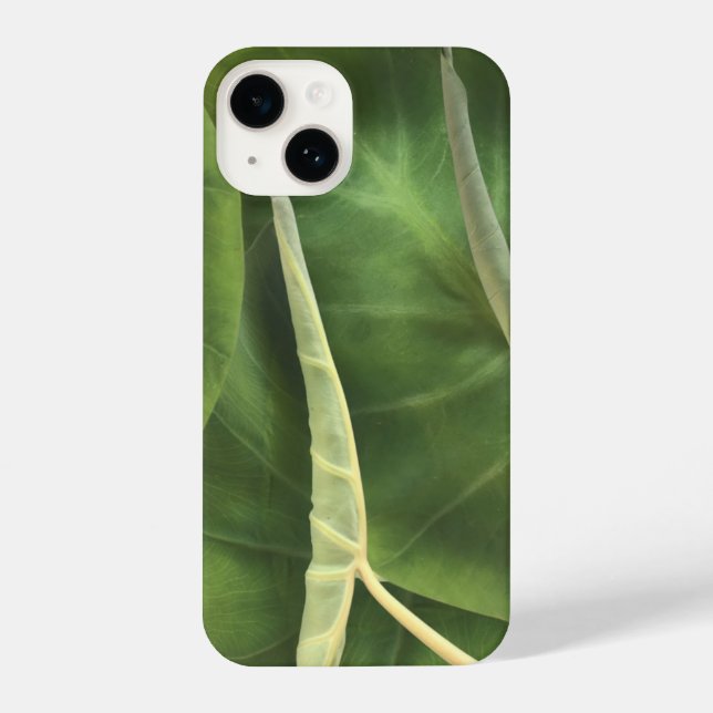Coque iPhone Feuille oreille éléphante | Feuilles verts tropica (Verso)