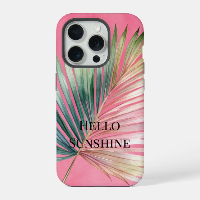 Coque iPhone Feuille tropicale rose verte (Verso)
