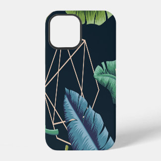Coque iPhone 12 Feuilles Abstraits : Ligne Polygonale Sans Couche.