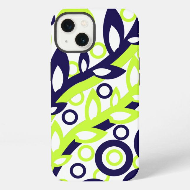 Coque iPhone Feuilles Bleues Vertes (Verso)