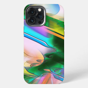 Etui iPhone 13 Pro Max feuilles colorés Abstraits avec style psychédéliqu