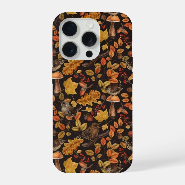Coque iPhone Feuilles d'automne, baies, champignons et fleurs (Verso)