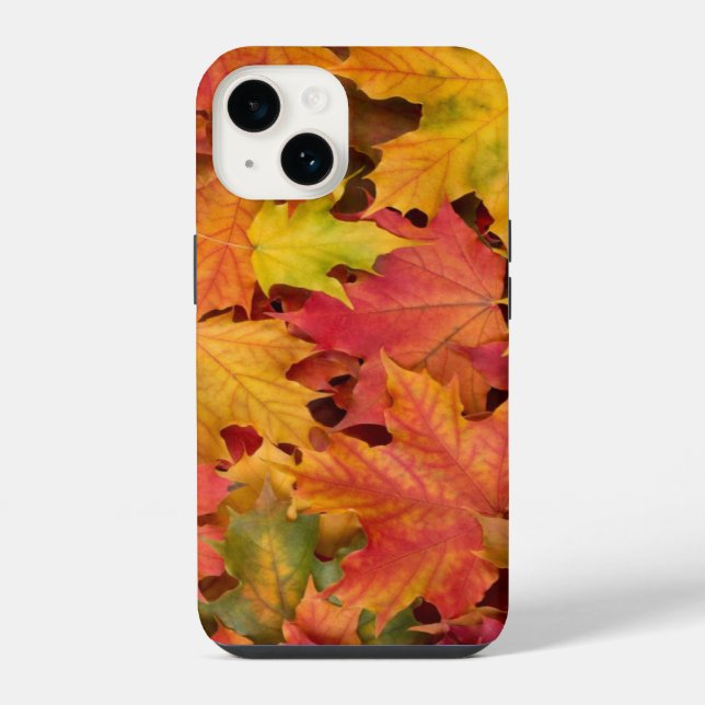 Coque iPhone Feuilles d'automne Personnaliser Nom ou Texte (Verso)