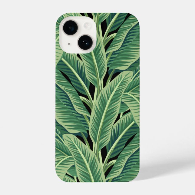 Coque iPhone Feuilles de bananes tropicales vertes (Verso)
