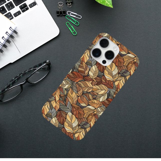 Coque iPhone Feuilles de chute en verre tendu - Rustique automn (Créateur téléchargé)