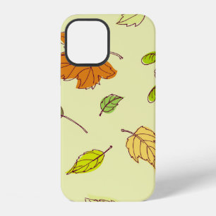 Coque iPhone 12 Feuilles de érable colorées en contour sur fond ja
