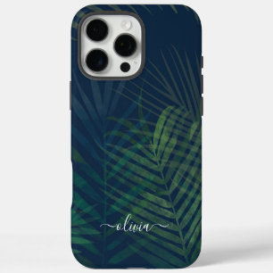 Coque iPhone 16 Pro Max Feuilles de palmier vert foncé – Personnalisé