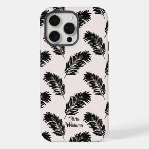 Coque iPhone 15 Pro Max Feuilles de palmiers tropicaux Noir Blanc