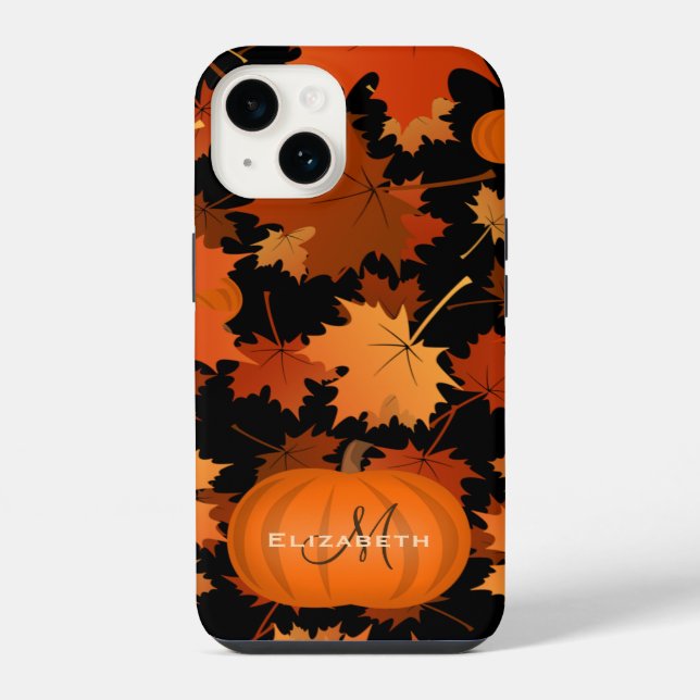 Coque iPhone Feuilles d'érable d'automne et nom de citrouille m (Verso)
