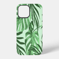 Feuilles et fleurs tropicales, motif à l'aquarelle