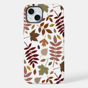 Coque iPhone 15 Plus Feuilles mortes grand motif couleurs d'automne sur