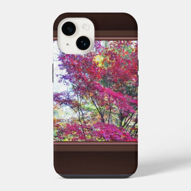 Coque iPhone Feuilles roses et violettes  (Verso)