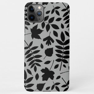 Coque iPhone 11Pro Max Feuilles tombés Lg Motif noir sur gris