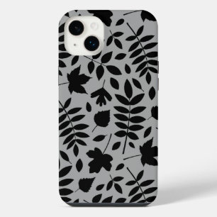 Feuilles tombés Lg Motif noir sur gris