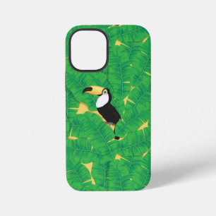 Coque iPhone 12 Mini Feuilles toucans et bananes