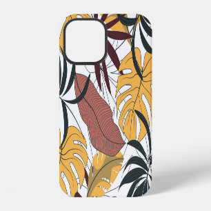 Coque iPhone 12 Feuilles tropicales : fond continu vibrant.
