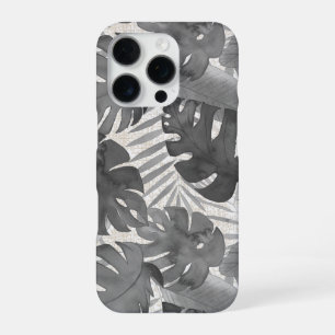 Coque iPhone 16 Pro Feuilles tropicales neutres aquarelle Luana