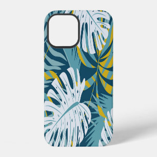 Coque iPhone 12 Feuilles tropicaux colorés, modèle abstrait origin
