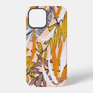Coque iPhone 12 Feuilles tropicaux colorés, motif arrière - plan b