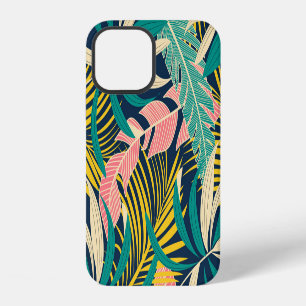 Coque iPhone 12 Feuilles tropicaux colorés : motif d'été.
