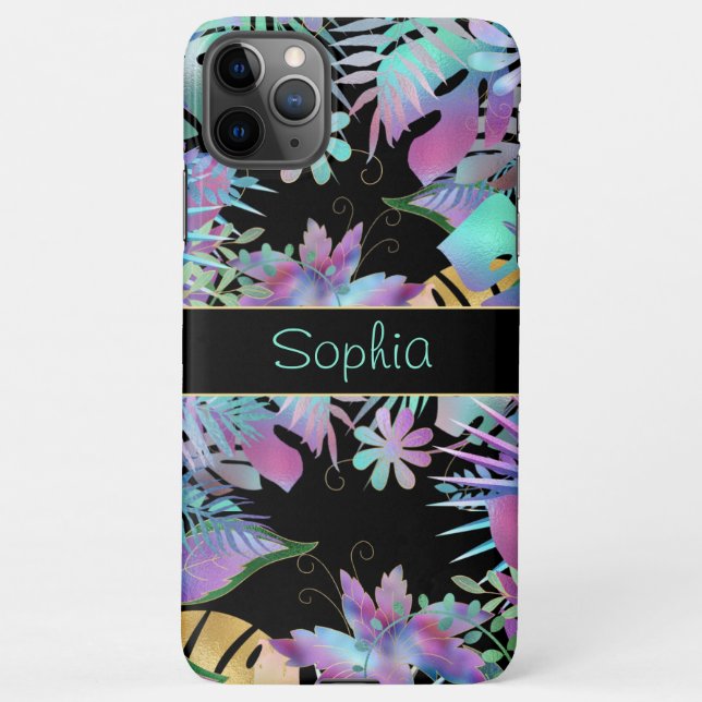 Coque iPhone Feuilles tropicaux Iridescendant, do-it-yourself N (Dos)