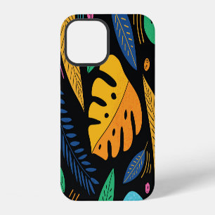 Coque iPhone 12 Feuilles tropicaux modernes : arrière - plan sans