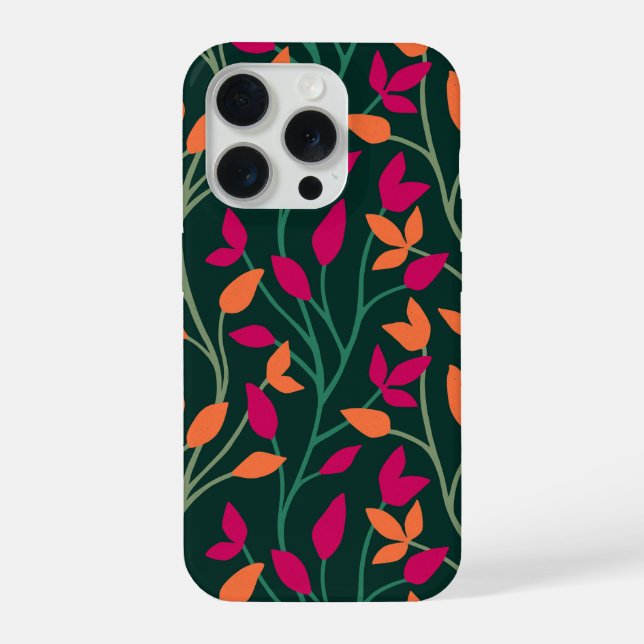 Coque iPhone Feuilles vert foncé botaniques Style audacieux et  (Verso)