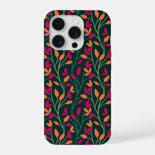 Coque iPhone 15 Pro Feuilles vert foncé botaniques Style élégant