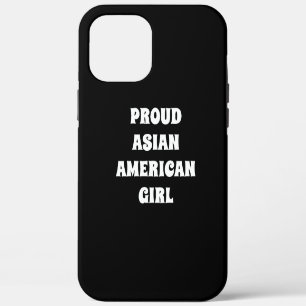 Coque iPhone 12 Pro Max Fier Asiatique Américaine Fille, noir blanc