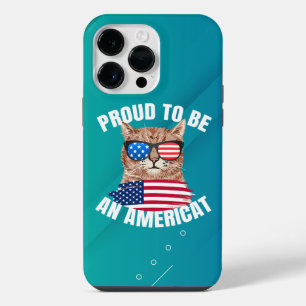 Coque Pour Pour iPhone 14 Pro Max Fier d'être un chat américain USA Drapeau Joyeux Q