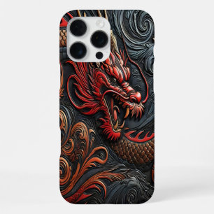 Coque iPhone 16 Pro Max Fierce Red Dragon Relief Art