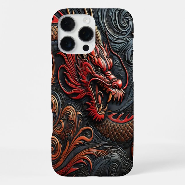 Coque iPhone Fierce Red Dragon Relief Art (Verso)