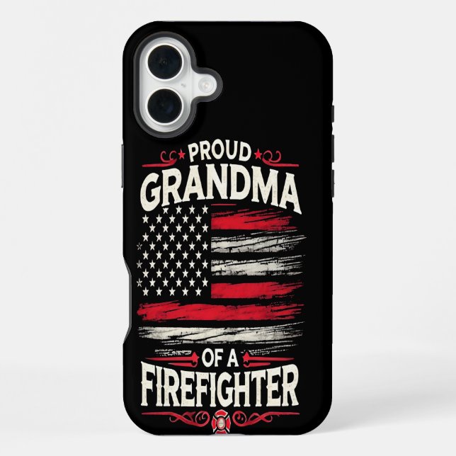 Coque iPhone Fière grand-mère d'un pompier (Verso)
