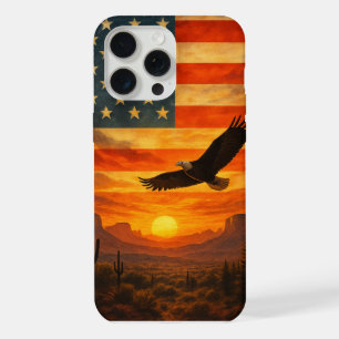 Coque iPhone 15 Pro Max Fierté américaine au coucher du soleil