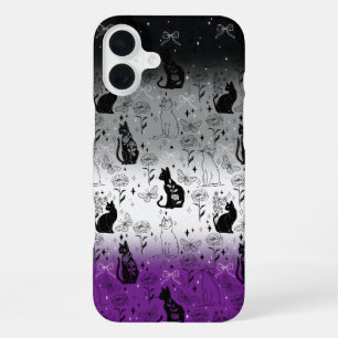 Coque iPhone 16 Plus Fierté Asexuée Chat Noir - Mystique Sorcière