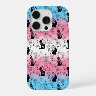 Coque iPhone 15 Pro Fierté transgenre Chat Noir - Sorcière Mystique