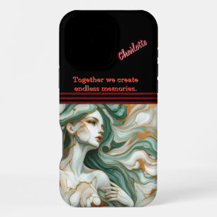 Coque iPhone 16 Pro Max Figure mystique dans les vagues vertes