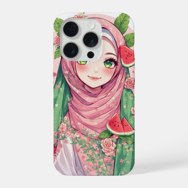 Coque iPhone Fille Anime avec Pastèque – Boîtier iPhone 15 Flor (Verso)