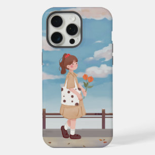 Coque iPhone 15 Pro Max Fille au style esthétique doux avec étui de téléph