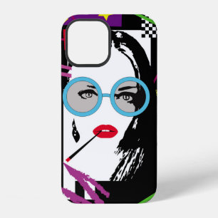 Coque iPhone 12 Fille avec cigarette et lunettes de soleil pop ar